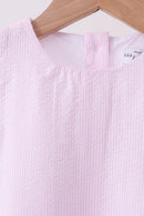 Pink Seersucker Stripe Scalloped Dress