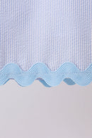 Blue Seersucker Stripe Scalloped Dress