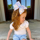 ABC Print Grosgrain Hair Bow | Girls Back-to-School Hair Bow | WeeStay™ Clip | Bossier City, LA