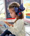 Apple Embroidered Linen Hair Bow | Girls Back-to-School Bow | WeeStay™ Clip | Bossier City, LA