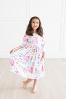 School is Cool 3/4 Sleeve Pocket Twirl Dress