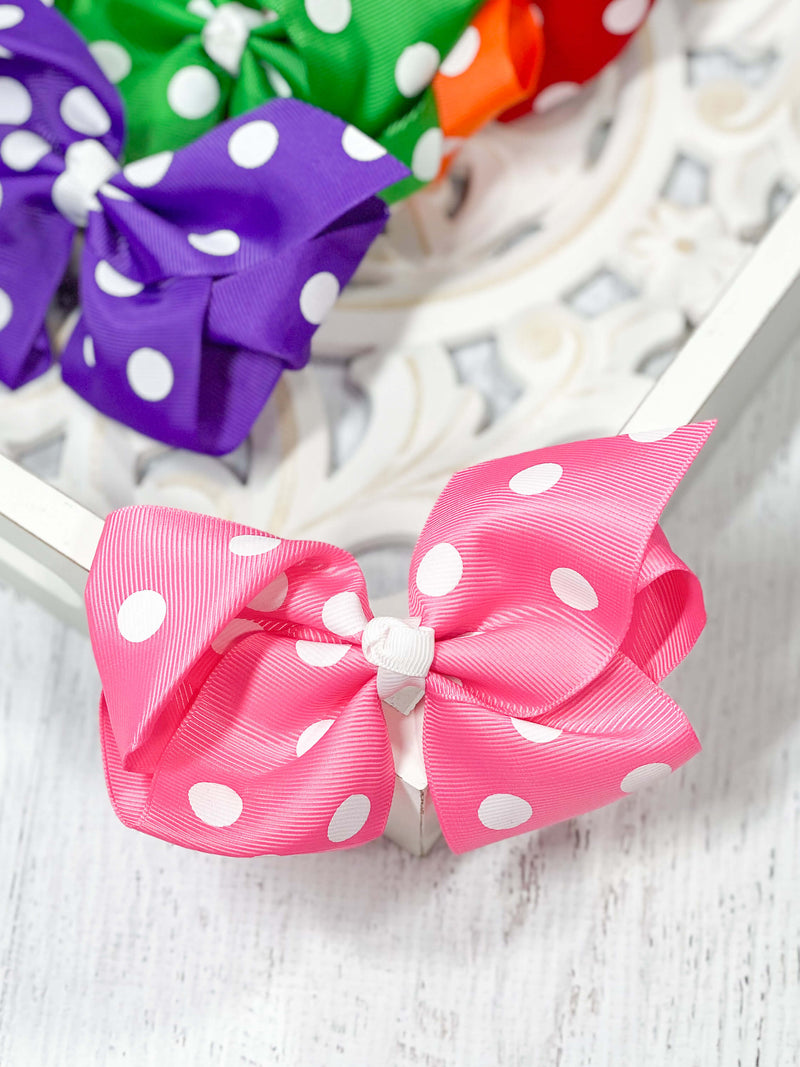 Polka Dot Hair Bow - Alligator Clip - 4.5" : FINAL SALE