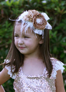 Rustic Flowers & Lace Bow Headband: FINAL SALE