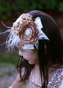 Rustic Flowers & Lace Bow Headband: FINAL SALE