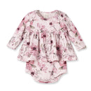 Watercolor Floral Skirted Baby Bodysuit - Bamboo