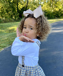 Grosgrain Hair Bow with Scalloped Edge – Oatmeal