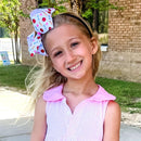 Apple, Pencil & Crayon Print Grosgrain Hair Bow | Back to School Girls Hair Bow with WeeStay™ Clip | Bossier City, LA