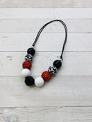 Cow Print Adjustable Rope Chunky Bead Necklace