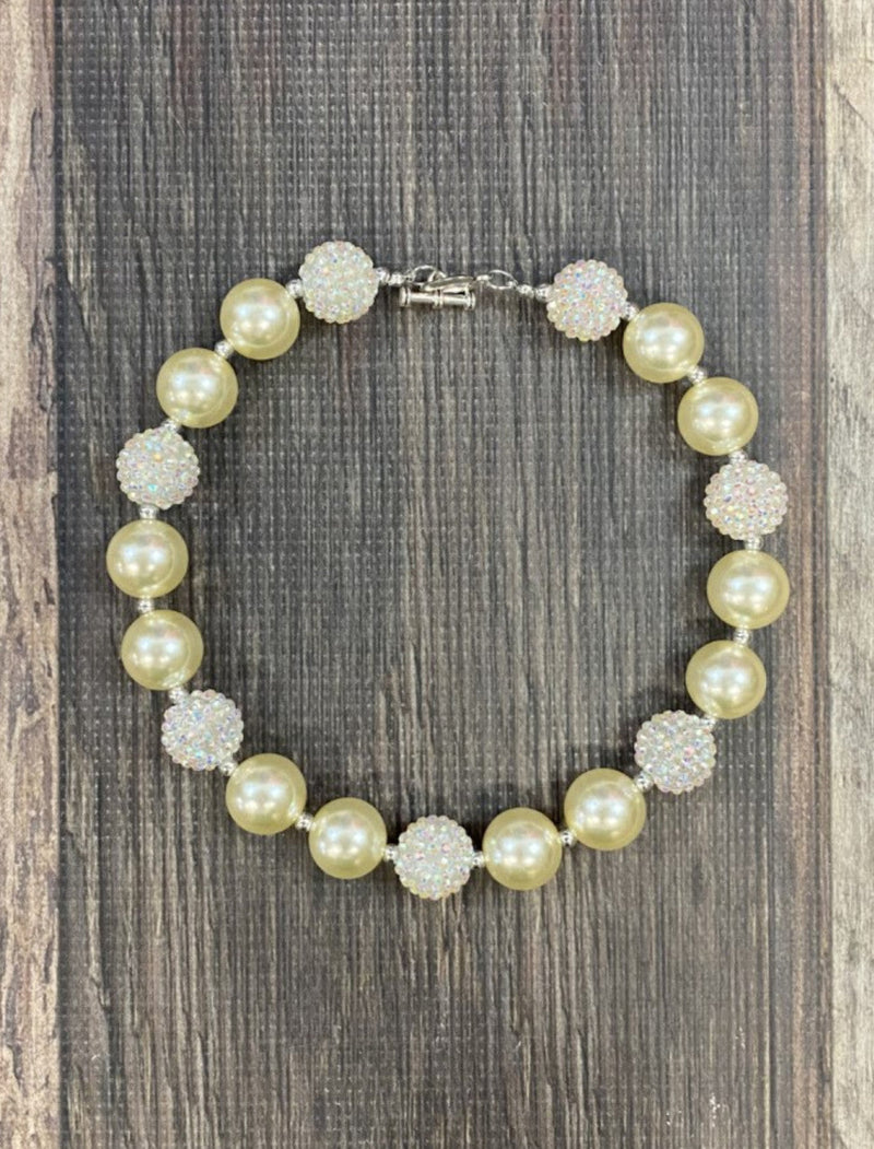 Ivory Rhinestone Chunky Bead Necklace