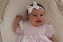 GIFT PACK! Two Mini Scallop Bows with Bands – White & Light Pink