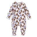 Bamboo Zipper Baby Romper – Football Fun & Comfort