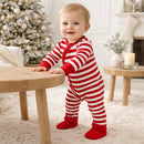 Candy Cane Christmas Stripe Baby Zipper Romper - 100% Cotton