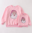 Pink Santa sequin mom & me SWEATSHIRT