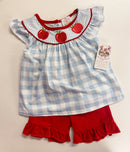 Back to School Blue Gingham Apple Collection | Girls Dress, Girls Short Set & Boys Short Set | Bossier City, LA