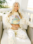 Queen of Sparkles Mama Beige & Lavender Polka Dot Graphic Sweatshirt