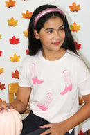 Cowboy Boot Rhinestone Tween Graphic Tee