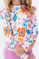 SALE Colorful Carnations L/S Ruffle Tee