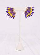 Fernie Metal Fan Earring PURPLE YELLOW