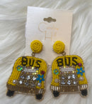 Beaded School Bus Earrings | Teacher Back-to-School Statement Earrings | Bossier City, LA