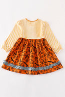 Platinum Yellow halloween print stripe dress