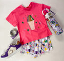 Snoball Glitter on Neon Pink Boxy T Mardi Gras