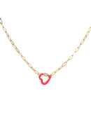 Kids 14" Gold Lobster Claw, Heart Necklace