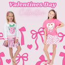 Glitter Drip Heart Smiley Hot Pink Boxy Tee for Girls
