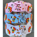 Rainbow Pencil & Heart Seed Beaded Top Knot Headband | Girls Back to School Boutique Headband | Bossier City, LA