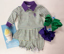 Throw Me Something Mister! Mardi Gras Striped Bubble Short Set