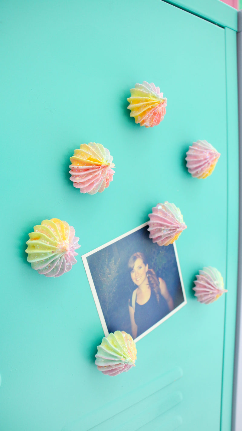 Rainbow faux meringue frosting magnets