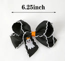 Halloween Ghost Embroidered Black Bow Hairpin