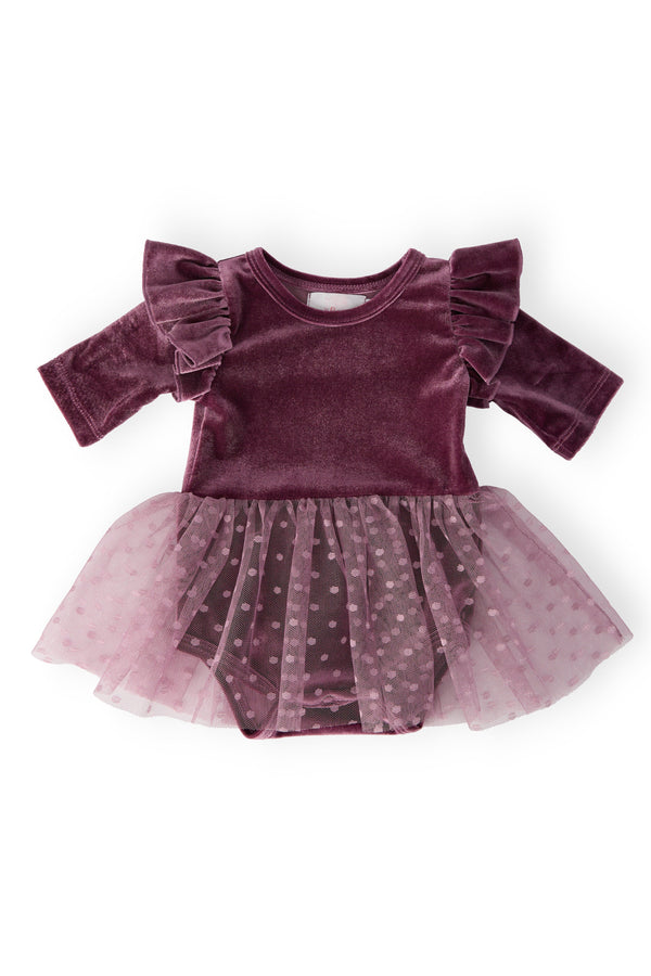 Amethyst Velvet Tutu Bodysuit