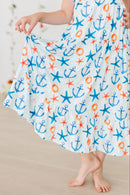 Anchors Away Ruffle Maxi Dress