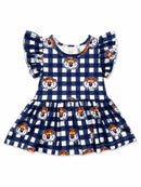 Auburn Plaid Aubie S/S Flutter Twirl Bodysuit