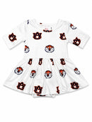 Auburn White Aubie 3/4 Sleeve Twirl Bodysuit