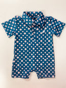 Baby Boy Navy Baseball Polo Romper