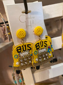 Beaded School Bus Earrings | Teacher Back-to-School Statement Earrings | Bossier City, LA