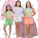 Smiley Face T-Shirt in Tie Dye Eternity with silver glitter