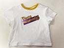 Azarhia Sequin Tiger Face Stripes Boxy Tee | Purple & Gold Girls Game Day Shirt