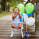 Smocked Blue First Birthday Bubble