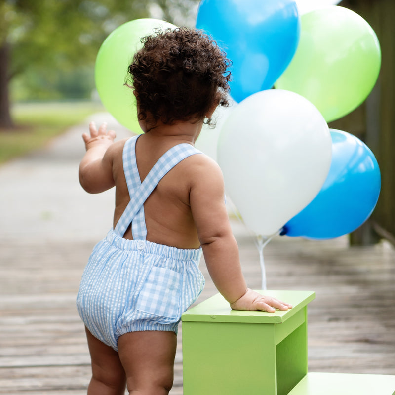 Blue Smocked First Birthday Bubble Blue Smocked First Birthday Bubble
