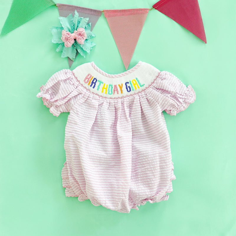 Smocked Birthday Girl Bubble