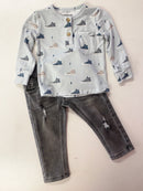 LONG SLEEVE HENLEY SHIRT-SNEAKERS