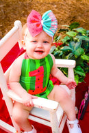 One in a melon birthday romper