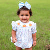 Girls Blue Smocked Pumpkin Bubble