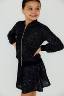Black Sequin Twirl Skort