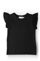 Black S/S Ruffle Tee