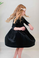 SALE Black Velvet Twirl Dress