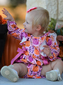 Halloween Thanksgiving Pumpkin Girls Romper with Ruffle Bow