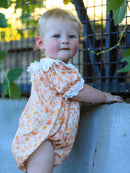 Thanksgiving Turkey Floral Lace Bubble Girls Romper